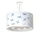 Lustre Infantil Pendente Aviões Duplo - Azul Bebê 30x16