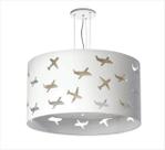 Lustre Infantil Pendente Aviões Duplo - Cáqui 30x16