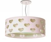 Lustre infantil pendente corações c/ cristais crú 40x16