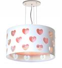 Lustre infantil pendente corações c/ cristais rosa 30x16