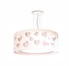 Lustre infantil pendente corações duplo - branco 40x16