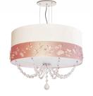 Lustre Infantil Pendente Faixa Flores E Borboletas Branco 30x15