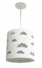 Lustre infantil pendente nuvens recortes branco 25x25