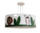Lustre Infantil Pendente Safari Cúpula Tecido 40x15 cm