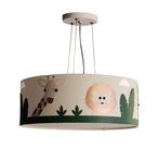 Lustre Infantil Pendente Safari Cúpula Tecido Cru 40x15
