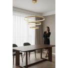 Lustre LED 89W 3 Arcos Dourado Pendente Moderno