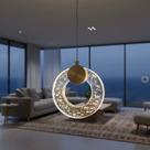 Lustre Led de Circulo Vazado Dourado