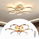 Lustre Led Luminária Flor Espiral Moderno 3000K 6000K Dourado Cromado Com Controle Remoto Bivolt 60W Brinovar