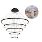 Lustre Led Luminária Pendente 5 Arcos Moderno Anéis Preto Bivolt 160W Com Controle Brinovar