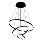 Lustre Led Moderno Pendente 3 Arcos Anéis 60cm 89w Preto