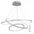 Lustre Led Moderno Pendente Anéis 3 Arco Aro Prata