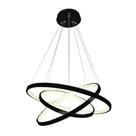 Lustre Led Moderno Pendente Anéis 3 Arco Aro Preto