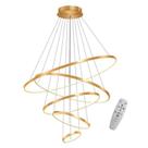 Lustre Led Pendente Luminária 5 Arcos Moderno Anéis Dourado Acetinado 3000K 6000K Bivolt 160W Brinovar