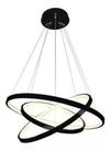 Lustre Led Pendente Moderno 3 Arcos Anéis 80w 60cm Preto