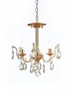 Lustre Linderfour Charm Metal Dourado com Cristais Champagne 3 Braços Tupiara