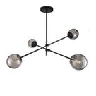 Lustre Lirio Preto com 4 Globos Esfera de Vidro Fume - PRETO