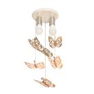 Lustre Luminária Infantil Borboletas Bronze E Rosa 20x47