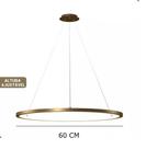 Lustre Luminaria Pendente 1 Argola Anel Led 22w 60 Cm Alumínio Bivolt