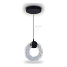 Lustre Luminária Pendente Led Argola Cristal 15cm 5w Preto