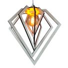 Lustre Luminária Pendente Madeira Sala Quarto Cozinha Balcão Diamante Branco