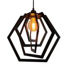 Lustre Luminária Pendente Madeira Sala Quarto Cozinha Balcão Hexágono Preto Lustre Luminária Pendente Madeira Sala Quarto Cozinha Balcão Hexágono Preto