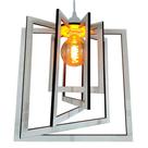 Lustre Luminária Pendente Madeira Sala Quarto Cozinha Balcão Quadrado Branco
