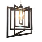 Lustre Luminária Pendente Madeira Sala Quarto Cozinha Balcão Quadrado Preto