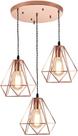 Lustre moderno criativo em formato de diamante lâmpada P Lustre minimalista moderno rosa ouro ferro forjado luminária suspensa para ilha de cozinha Sa