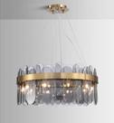 Lustre Moderno de Cristal Chaleur Brasil 12 Lâmpadas Vidro Redondo Dourado, Luxo com Altura Ajustável