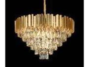 Lustre Moderno Redondo 72cm Dourado Pingente Cristal Formosa