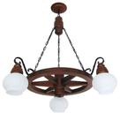 Lustre Muller Roda Carroça 3 Lâmpadas Envelhecido 603E