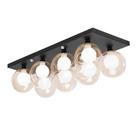 Lustre Octuplo Preto Harmony Bolinha Ambar 60x25 cm