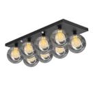 Lustre Octuplo Preto Harmony Bolinha Fumê 60x25 cm