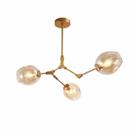Lustre Orbe Connettori Dourado e Vidro Conhaque Ø69,5cm Mais Luz