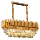 Lustre Oval Dourado com Cristais Âmbar 80cm 10E14 Lustre Oval Dourado com Cristais Âmbar 80cm 10E14