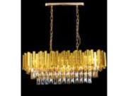 Lustre Oval Metal Dourado Champagne Pingente Cristal Formosa