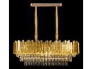Lustre Oval Metal Dourado Moderno Pingentes Cristais Formosa
