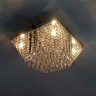 Lustre Para Sala De Cristal Legítimo com Base de Aço Inox 40x40 Cm