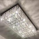 Lustre Para Sala De Cristal Legítimo K9 Base Inox DOURADA 80x25 Cm