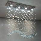 Lustre para sala de jantar Retangular com cristais legítimos e base de inóx 70x20cm com 80cm altura