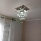 Lustre Para Sala Torres De Cristal Base Inox 30x30 Cm