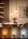 Lustre Pendente 115cm LED 7W 3 Cores Globo Acrílico Anel Luminária Teto Dourada Gimpo K-079-GOLD-3x1