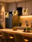 Lustre Pendente 18cm Vidro Cilindro Âmbar Metálico Dourado Luminária Teto Gimpo KJDDE-281-AMB Lustre Pendente 18cm Vidro Cilindro Âmbar Metálico Dourado Luminária Teto Gimpo KJDDE-281-AMB