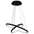 Lustre Pendente 2 Anéis Ring Preto Led Bivolt 60cm 3000K