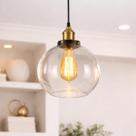 Lustre Pendente 20cm Globo Vidro Industrial Retrô Vintage Luminária Teto Gimpo KJDDE-233-ANTH