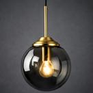 Lustre Pendente 29x15cm Globo Vidro Fumê Retrô Vintage Luminária Teto Gimpo KJDDE-294-ANTH