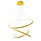 Lustre Pendente 3 Arcos Moderno Anéis Led 60cm117w Dourado Zenite
