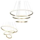 Lustre Pendente 3 em 1 Perfil Aneis Arco Regulavel Ajustavel Infinito Led Residencial Comercial Quarto Sala de Jantar Moderno Ambiente Iluminado Elega