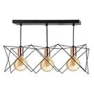 Lustre Pendente 3L Metal preto E27 BV Aramado retângular Lustre Pendente 3L Metal preto E27 BV Aramado retângular