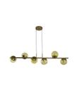 Lustre Pendente 6 Bolas Globo Vidro Âmbar 1 Metro Dourado 148